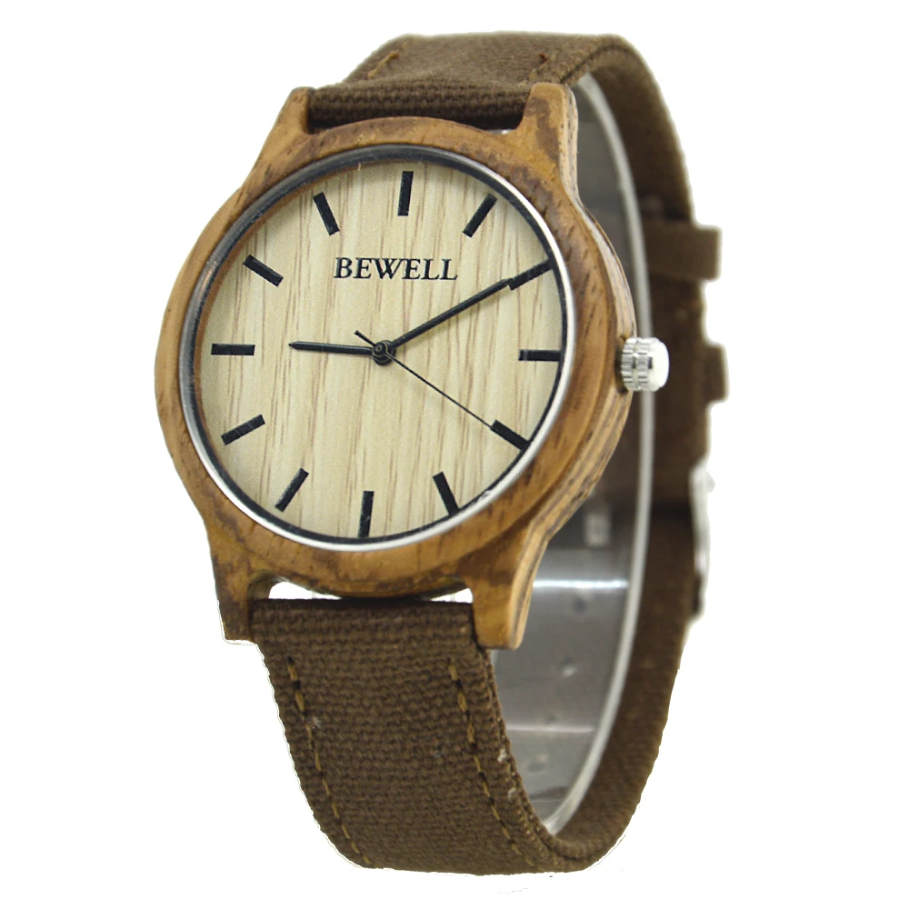 

Bewell Minimalist Quartz Watch Wooden Watch for Men OEM Timepiece Custom Logo Watch Amazon Top Seller, Zebra, red sandalwood etc or custom