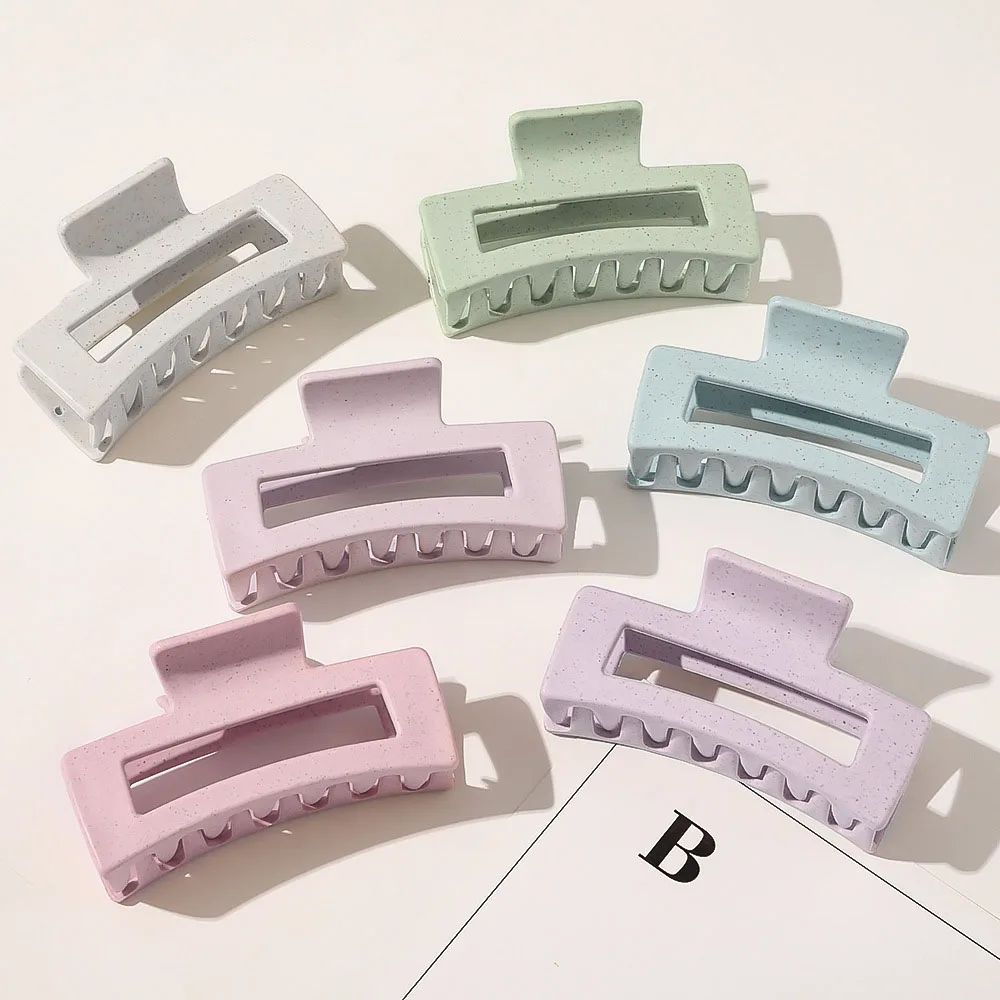 

8CM New Medium Size Sweet Ins Women Simple Plain Candy Color Hair Clip Accessories Rectangle Geometric Acrylic Hair Claw