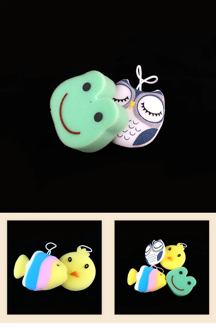 可爱的鱼鸟青蛙形状淋浴有机自然浴去角质洗涤器