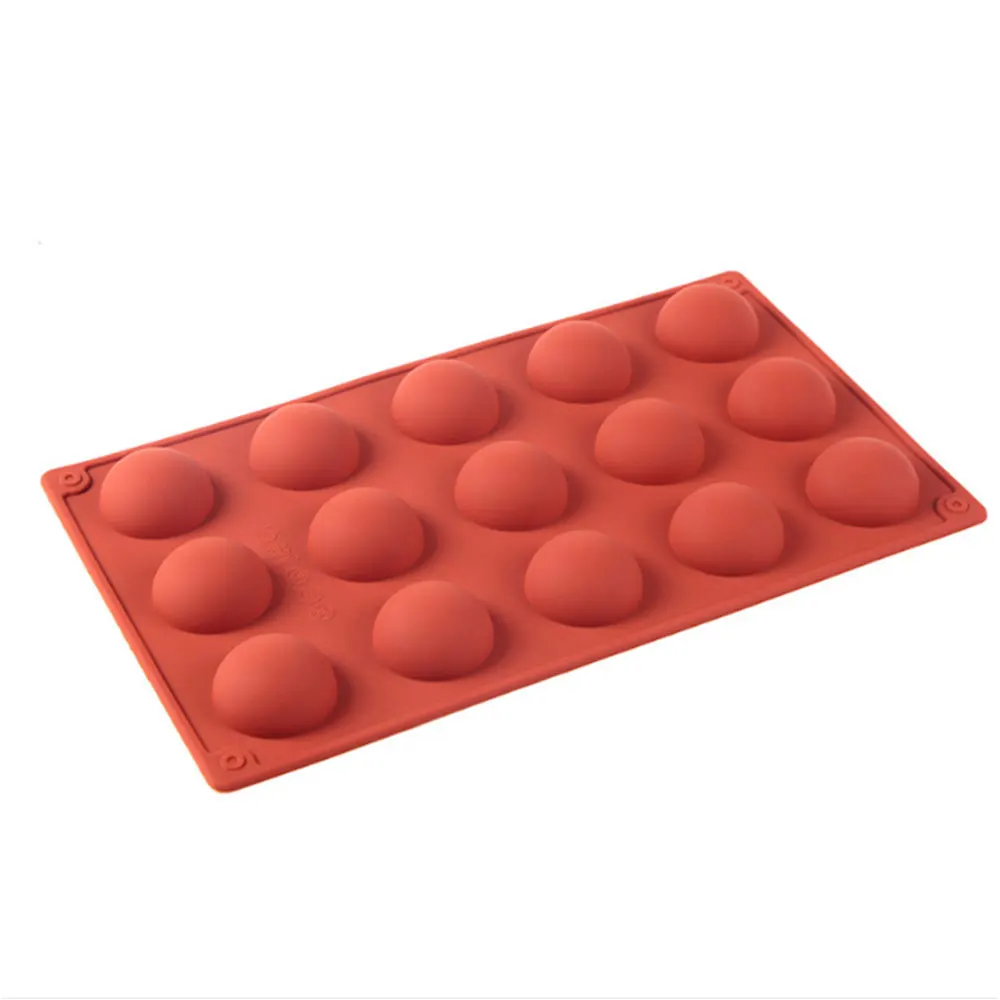 

5.6.8.15.24.36 cavity Reusable baking mould tools silicone semi sphere chocolate molds for baking pastry cake mold, Brick red