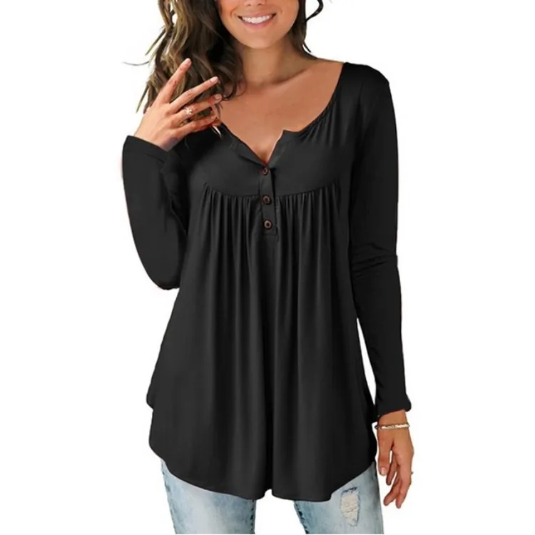 

faddish simple beautiful crew neck blouse full sleeve madam tunic tops