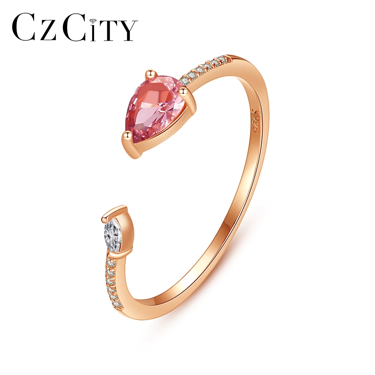 

CZCITY 925 Sterling Silver Open Ring Personalized Pave Gemstone Rings for Ladies 2020 Wholesale