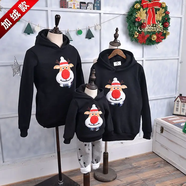 

Wholesale Family Christmas Sweatshirt Fleece Warm Pullovers Sweatshirts Hoodies for Adults Kids Baby