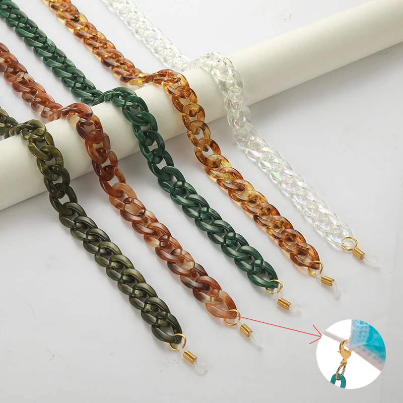 

Acrylic Chain Holder For Glasses Women Big Plastic Chain For Eyewear Stylish Green Sunglasses Chunky Chain, As shown