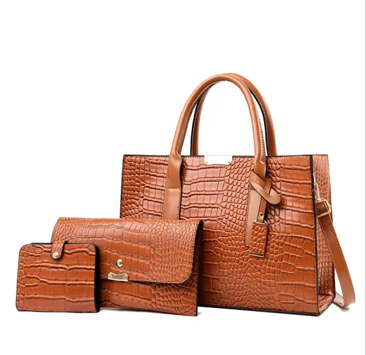 

2021 pu fashion bag New style set women handbag 3 pieces pu leather shoulder bag 3pcs handbags set