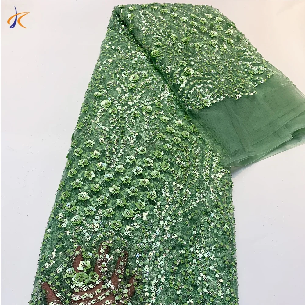 

Newest flower tulle eyelet lace trim bridal fabric embroidery sequin beaded lace fabric, Customized color