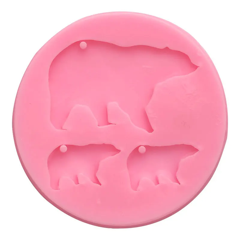 

Custom handmade animal family Mama Bear and baby Bear keychain silicone mold, Random