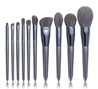 

10pcs Amazon New Travel Makeup Brushes High Quality Makeup Brush Set Silver eyeshadow brush powder brush