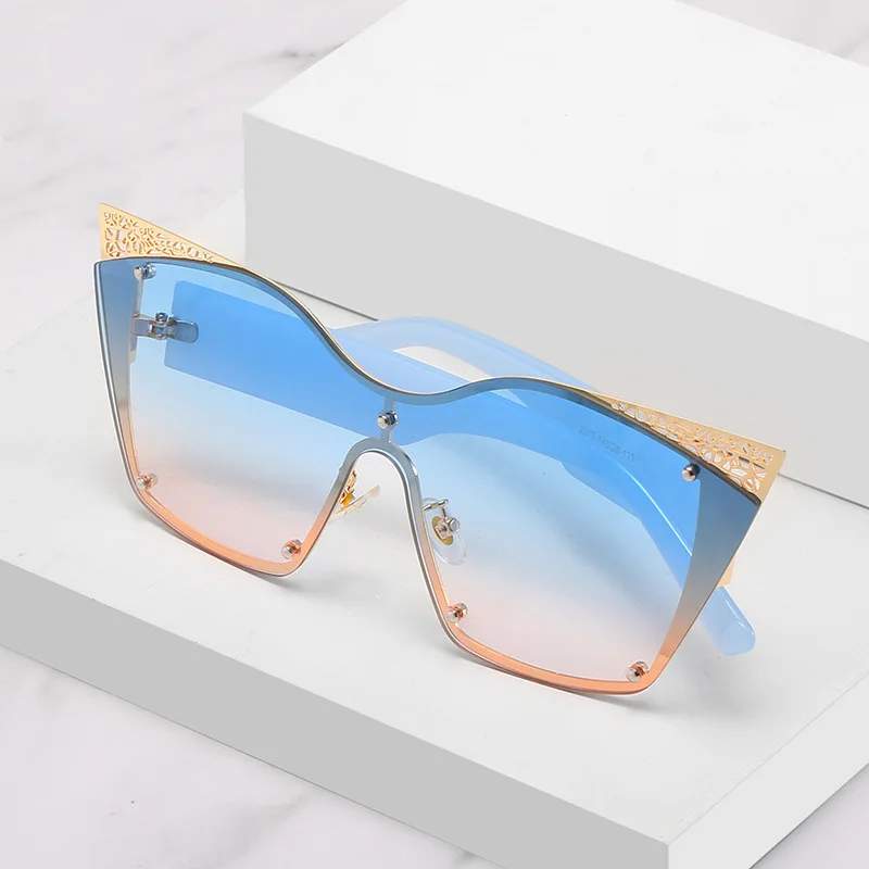 

Lbashades New Big Frame Cat Eye One Piece Sunglasses 2021 Fashion Personality Lace Shades Women