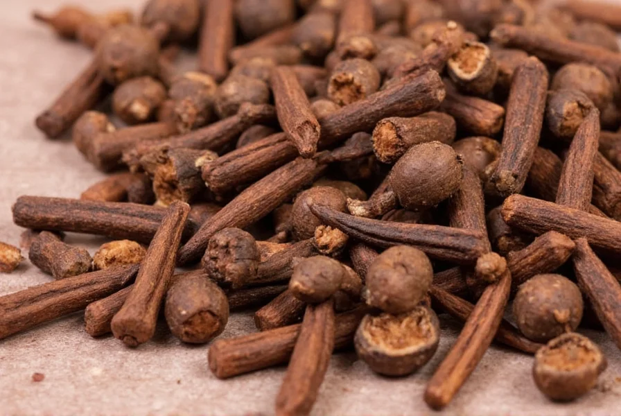 Clove tree with flower buds in tropical setting