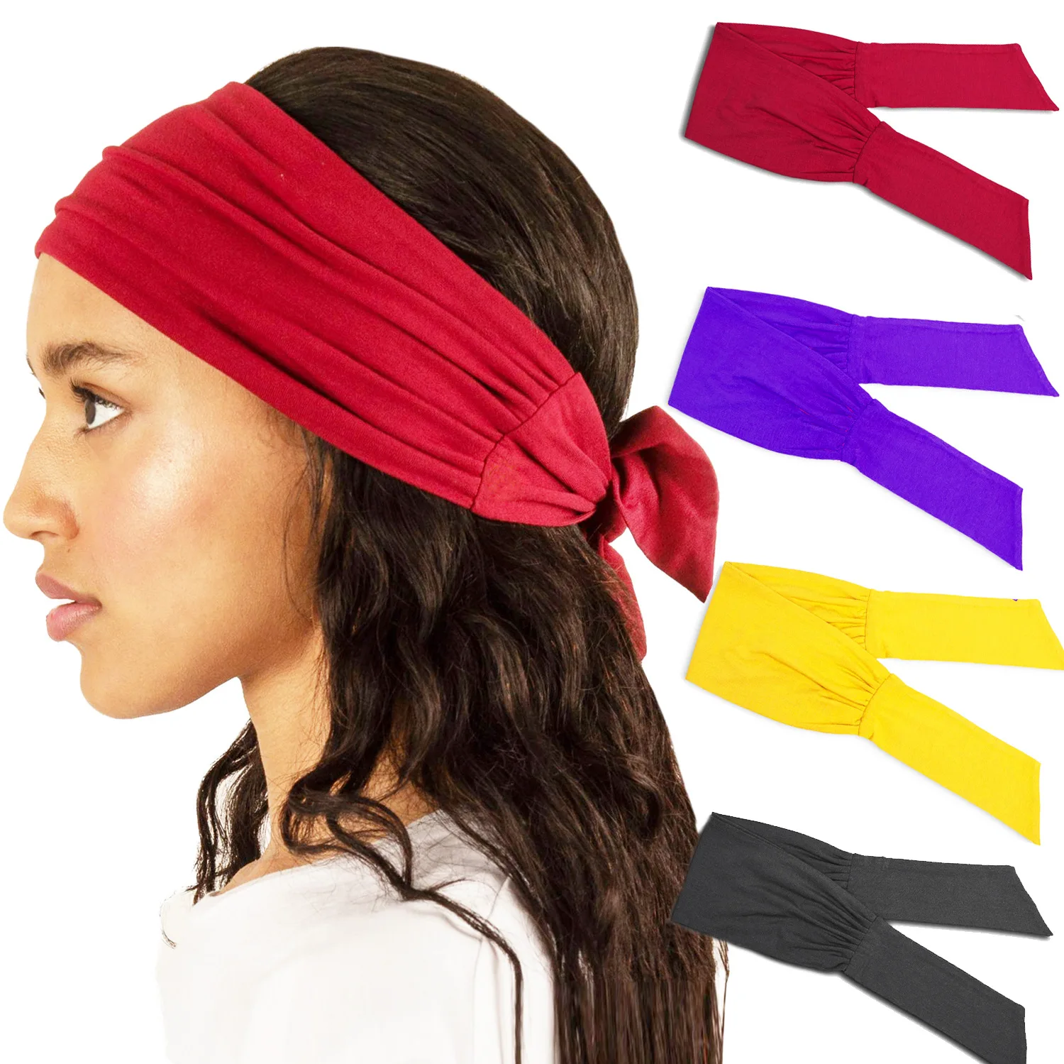 

MIO European American Latest Headband Sports Yoga Wide Brim Wholesale Elastic Headbands Soft Adjustable Knot