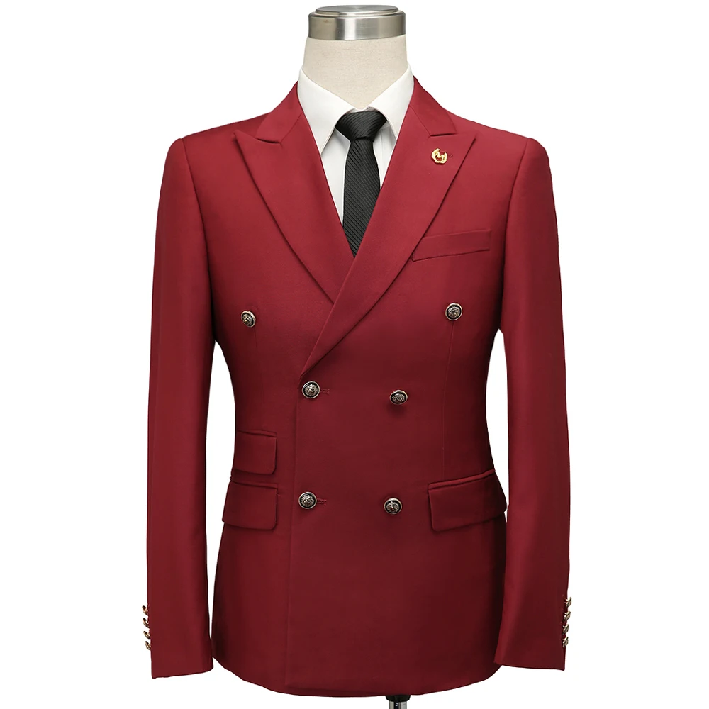 

Eye catching Double Breasted Man Suit Rose Madder Wedding Business Casual Customized Slim Fit party prom 2 pieces Man Suit