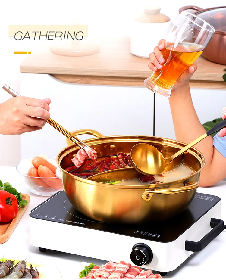High Quality Factory Of Color Stainless Steel 304 Divided Hot Pot With Lid In China Buy Color