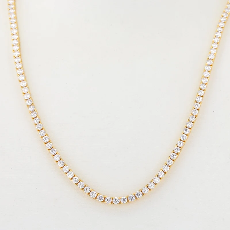 

starsgem premium custom jewelry 9k solid gold 4mm round cut moissanite tennis chain necklace