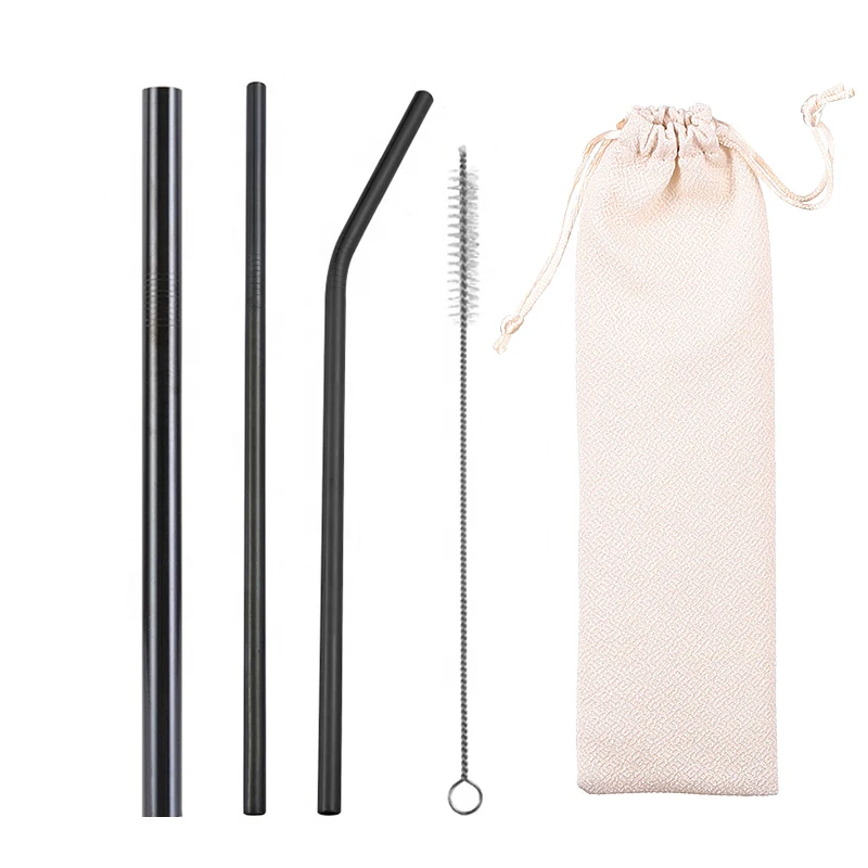 
Amazon hot Stainless Steel Straws reusable metal drinking straws brush With logo 