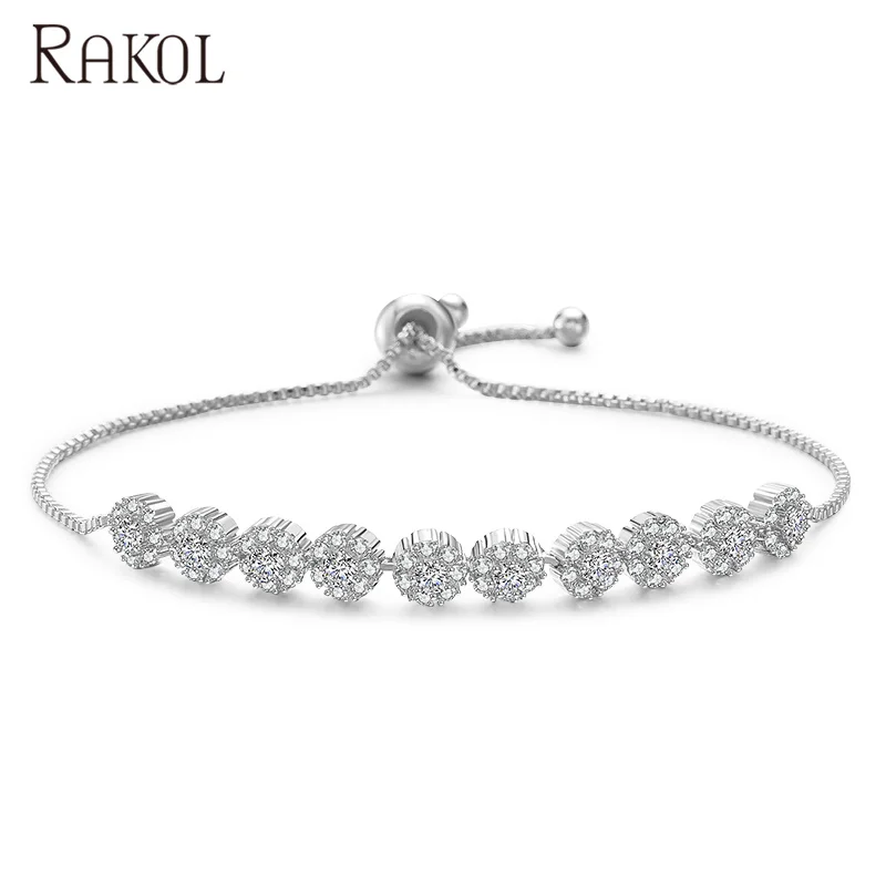 

RAKOL BP2055 Sterling silver bracelet for women crystal bracelet, As picture