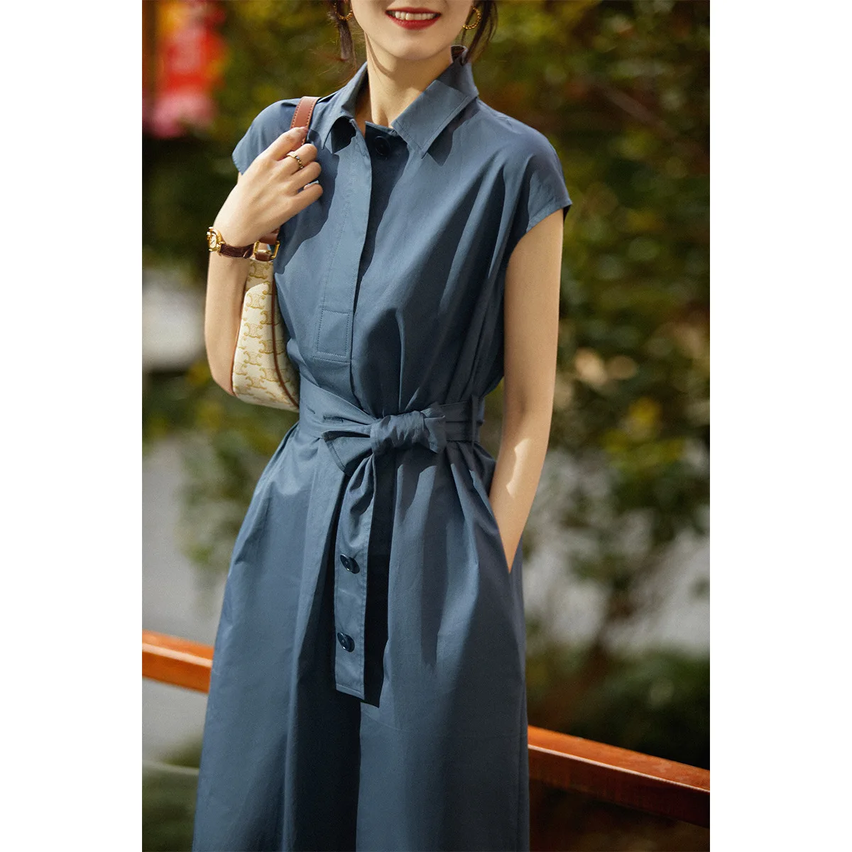 Boutique Wholesale 2026 Summer Temperament Fashion Solid Color POLO Collar Casual Short Sleeved Women's Dress