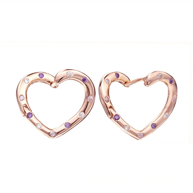 

Brilliant jewelry women rose gold clip on earrings heart shape ear cuff earrings, Silver color