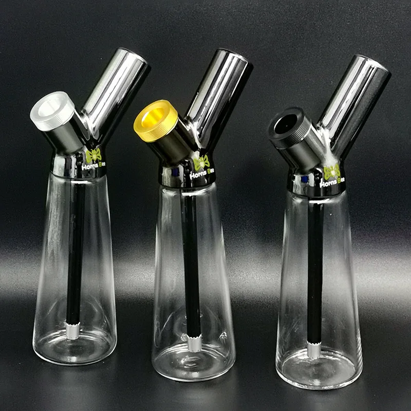 

New Design Glass Water Pipes Smoking Herb Weed Water Smoking Pipes Aluminum Bowl Tobacco Pipe, Black