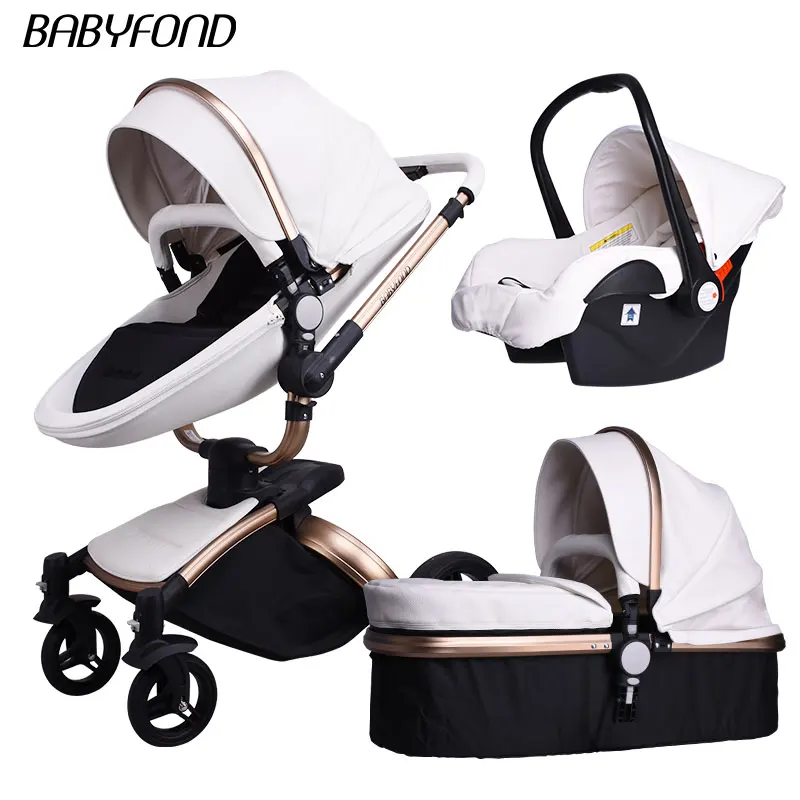 

Babyfond 3 in 1 baby stroller with the baby carrier baby pram high quality aluminium alloy frame leather material free gifts