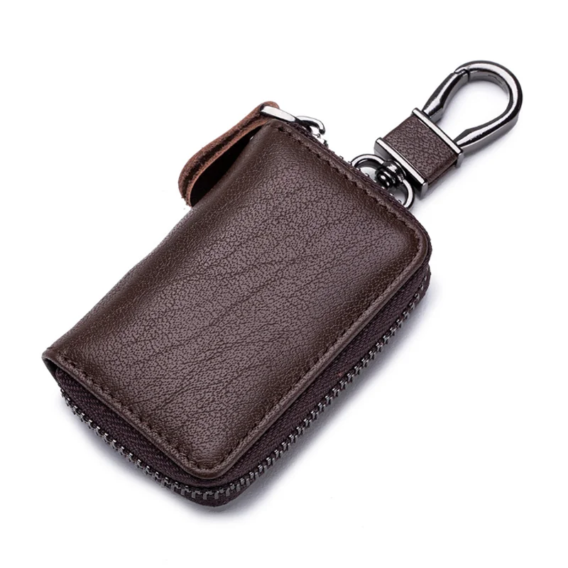 

Split genuine leather car key holder organizer men wallet keychain, Black, brown, gray, khaki, sapphire blue