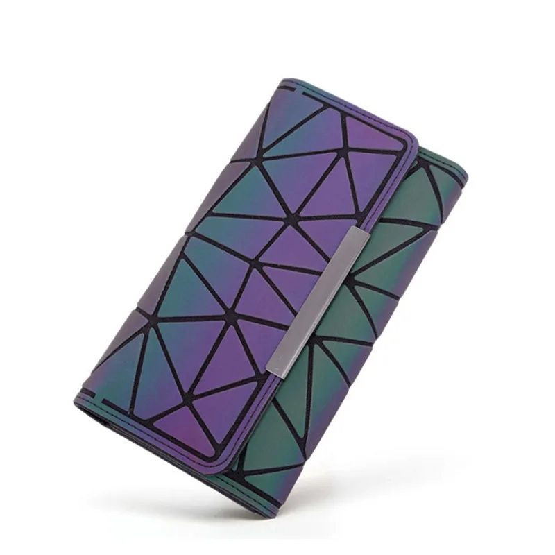 

Wholesale High Quality Geometric Rhombus Wallet Colorful Tri-fold Purse Fashion Mobile Phone Card Bag, 5 colors