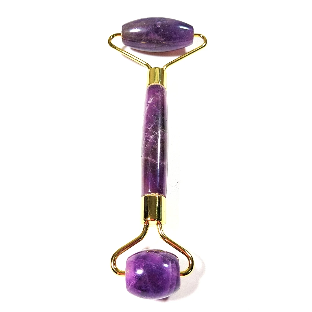 

Popular souvenir Amethyst Facial Roller Face Neck Massage jade roller and roll-on Natural Stone Purple Jade Roller Tools home de