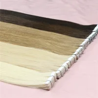 

Wholesale Virgin Hair Indian In 100% Remy Real Human Seamless Cuticle Skin Weft Curly Tape Hair Extensions