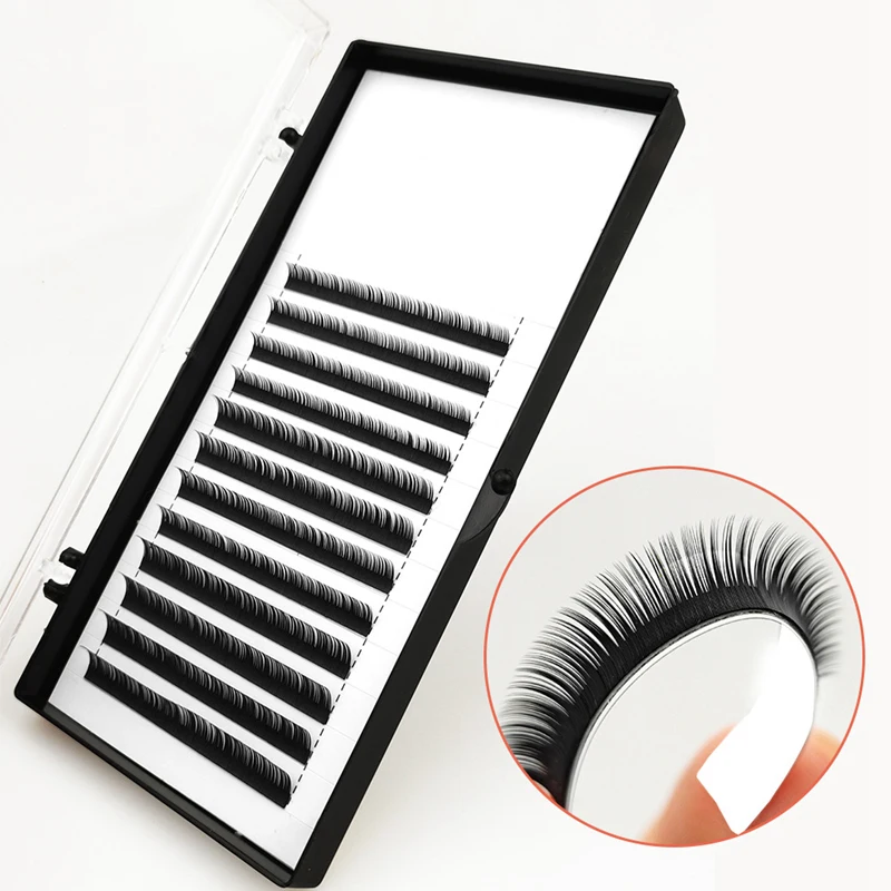 

eyelashes extension mega volume silk pbt fiber eyelash extensions 0.03 mix length lash extension supplies glue, Black