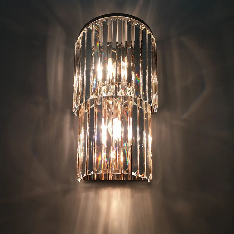 High quality factory gold crystal round square LED wall lamp
