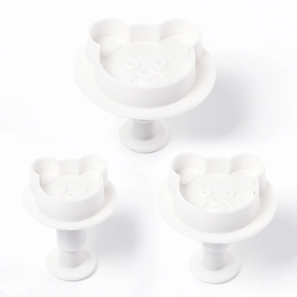 

Fondant Cake Mold 3pcs Bear Head Spring Embossing Mold Printing Mold Kitten Head Baking Biscuit Accessories Supplies