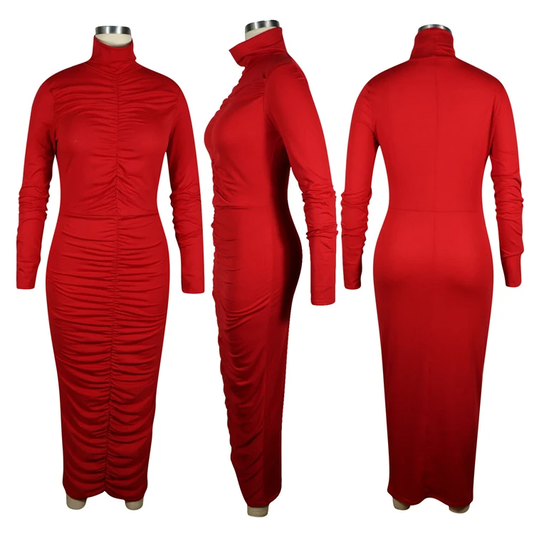 Good Quality Fashionable Fall Womens Clothing Latest Design Maxi Long Sleeves Dress Stylish Sexy Dress