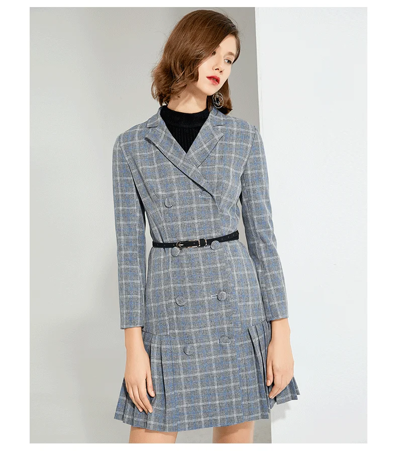 

2020 New Arrivals winter women ladies elegant plaid blazer dress