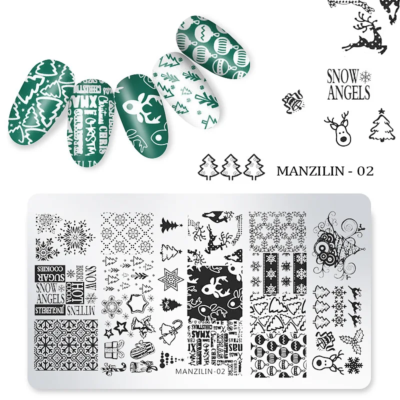 

2020 Hot sale high quality metal christmas pattern stamping plate for nail art, 5 kinds