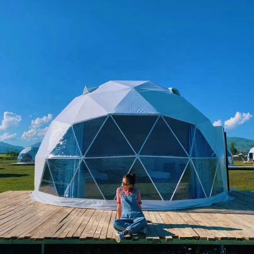 

Outdoor Eco luxury hotel house 6m diameter glamping geodesic dome tent for sale, White or customized