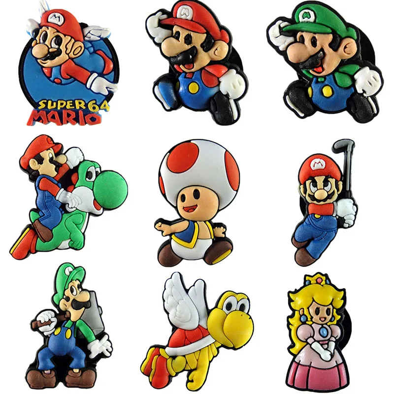 

mario brothers soft pvc rubber shoe lace charms for croc clog shoes decoration custom charms for wholesale Via DHL/Fedex