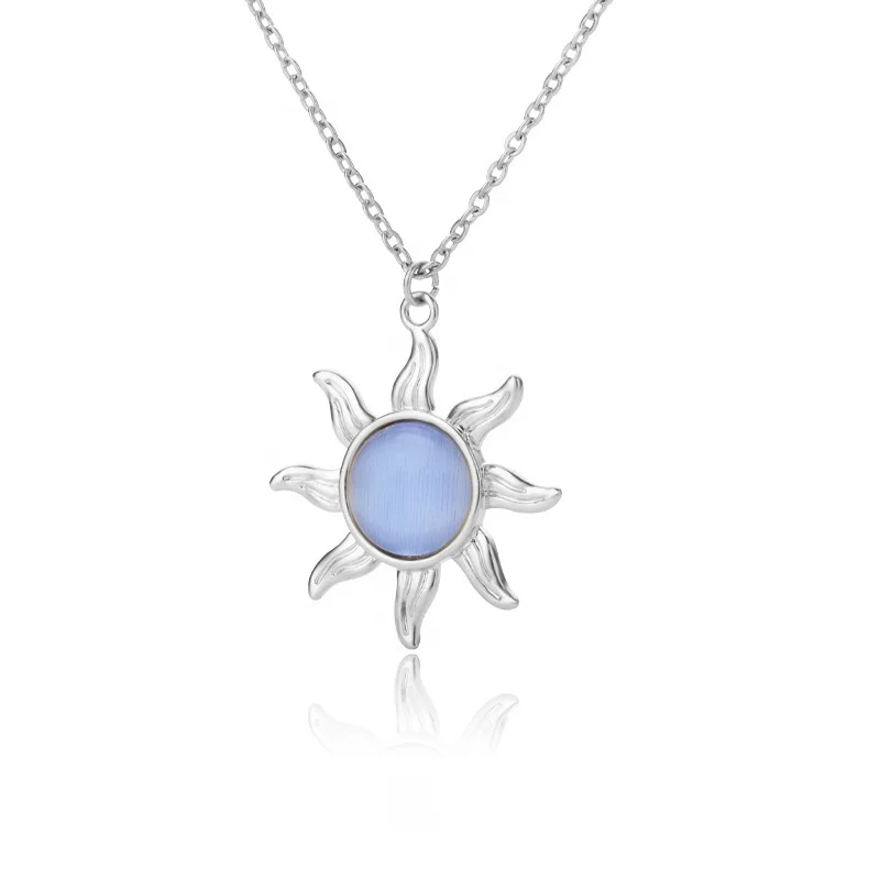 

Wholesale sun flower pendants chains necklace for women stainless steel jewelry accessories