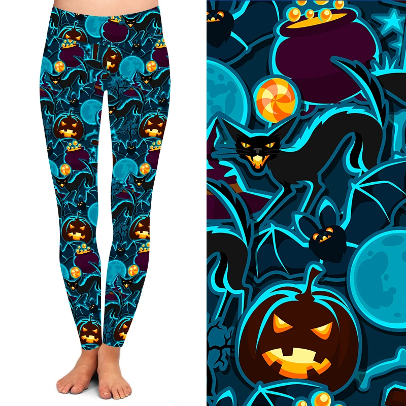 

Factory Hot sale Sublimation Printed Workout Yellow Pumpkin Halloween Leggings, As picture