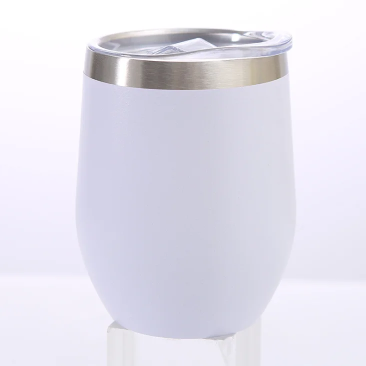 

Wholesale 12oz 8oz Double Wall Stainless Steel Insulated Wine Glass Tumbler Reusable Coffee Mug with Lid, Customized color