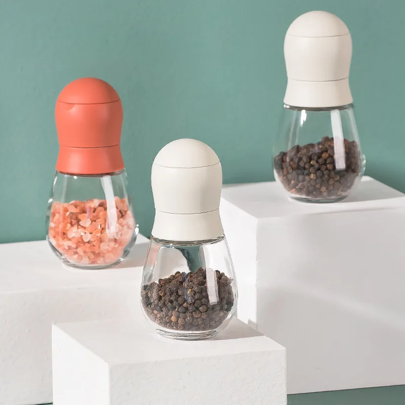 

New kitchen bowling manual salt and pepper shaker grinder seasoning spice glass bottle adjustable mill machine