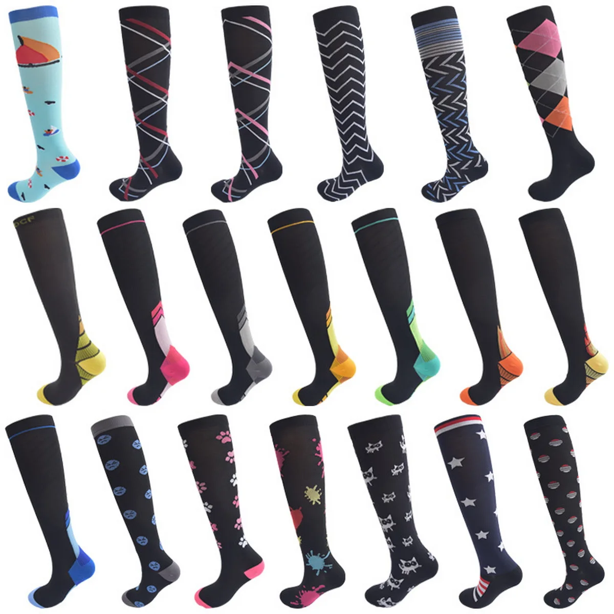 

Lotuz wholesale custom design 20-30mmhg nurse football medical knee high running cycling sport stockings compression socks