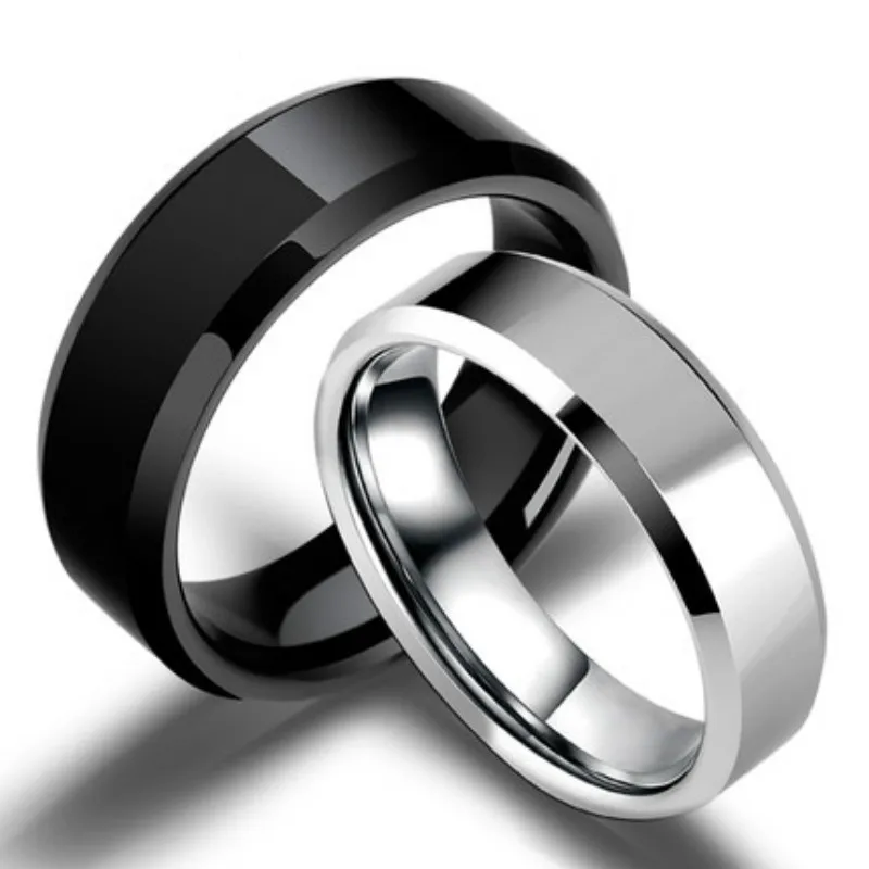 

Ring Men Titanium Black Gold Anti-allergy Smooth Simple Wedding Couples Rings Bijouterie for Man or Woman Gift