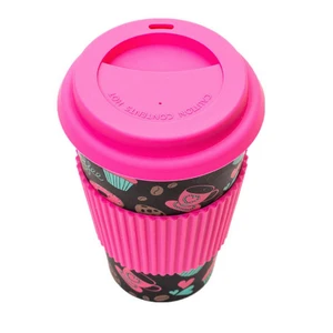 Image of Natural Organic Travel Bamboo Fiber Takeaway Mug Cups, 430ml/15oz Bmbus Fiber Coffee To Go Cup