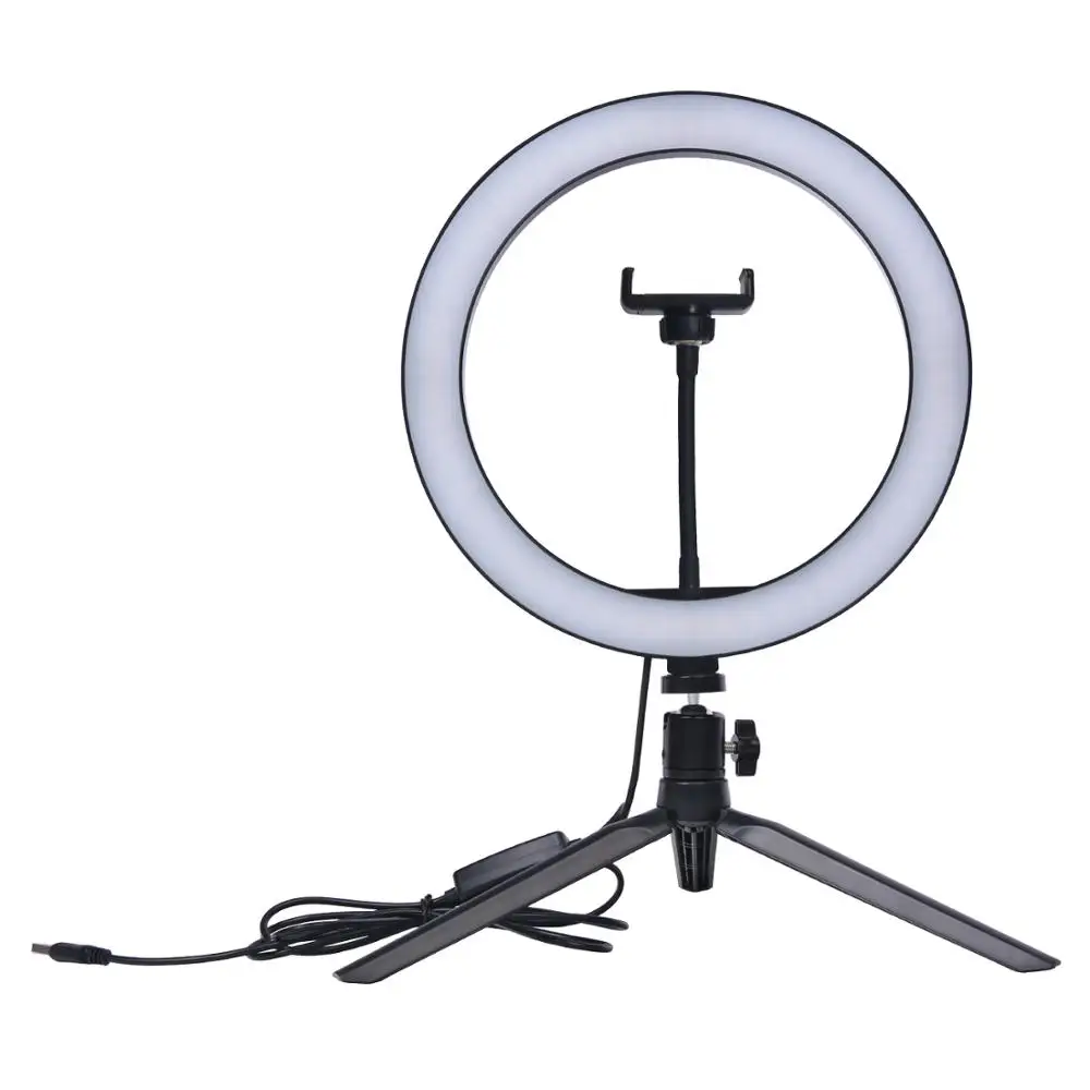 

10 Inch 26cm LED Ring Light with Tripod Selfie Ring Lamp Makeup Fill Light For Live Broadcast Beauty Photography Photo Light, Black