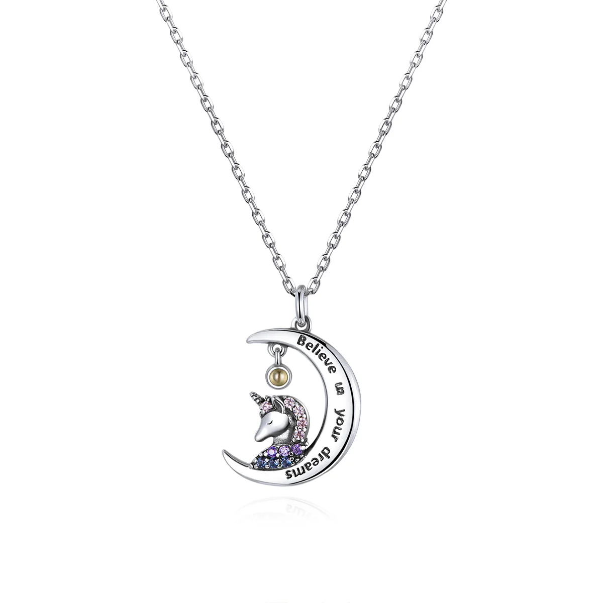 

Vintage Moonlight Pony CZ Pendant 925 Silver Necklace