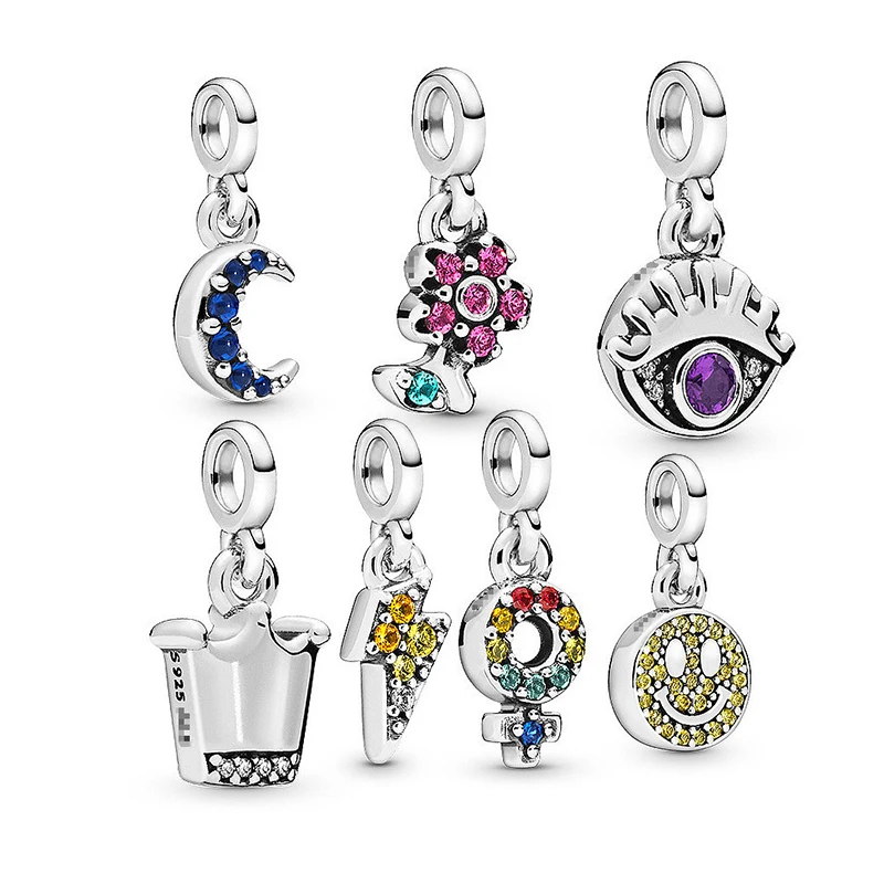 

925 Sterling Silver Moon Pendant Bracelet Accessories Charm For Pandora Evil Eye Pendant Fashion Cute Necklace Gemstone Pendants