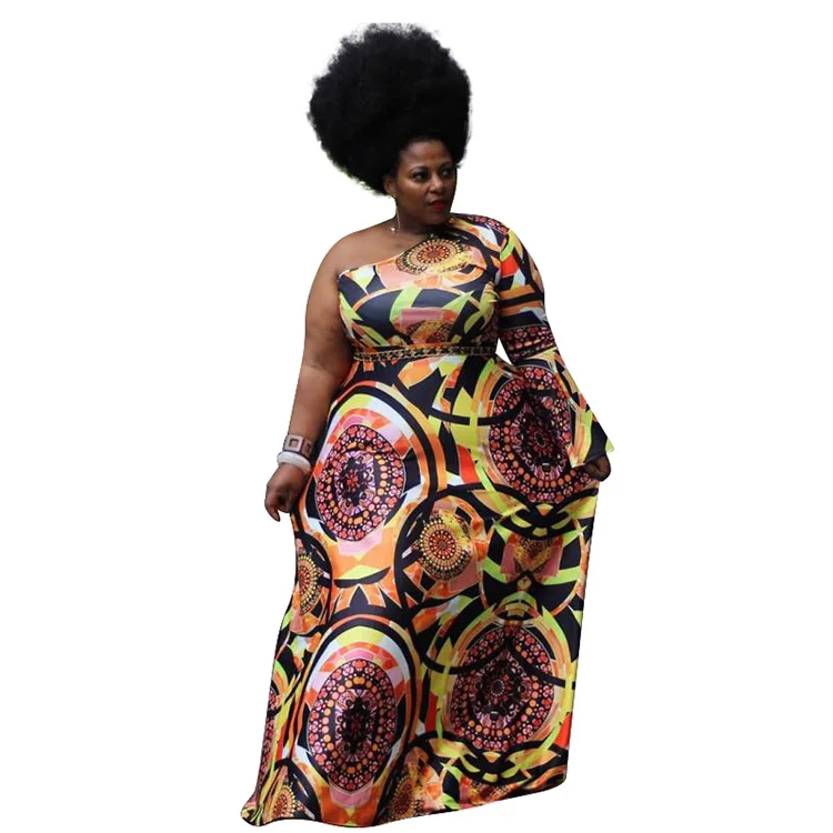 

Autumn clothing sexy single shoulder large plus size woman dress xxxl