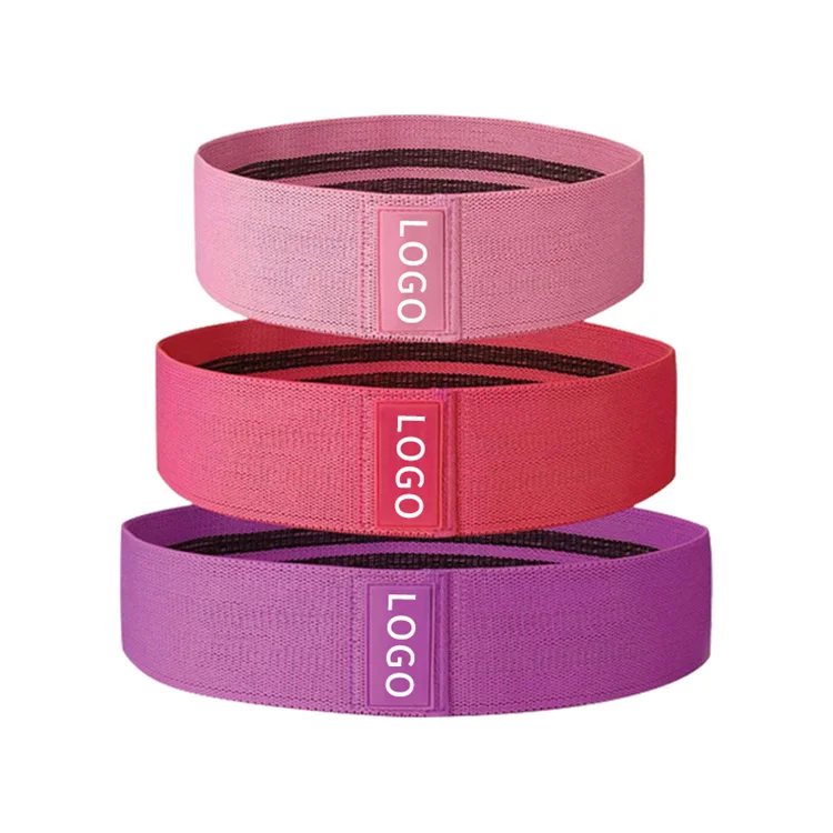 

2022 Custom Logo Print 3 Cotton Fabric Hip Booty Bands Set Workout Loop Yoga Fitness Fabric Resistance Bands, Green/blue/gray/red/black and customized