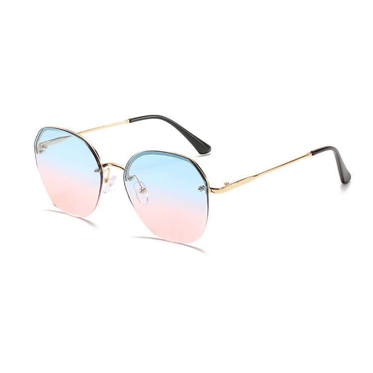 

INS Popular Metal round frame fashion shades sunglasses womens Rimless Sunglasses