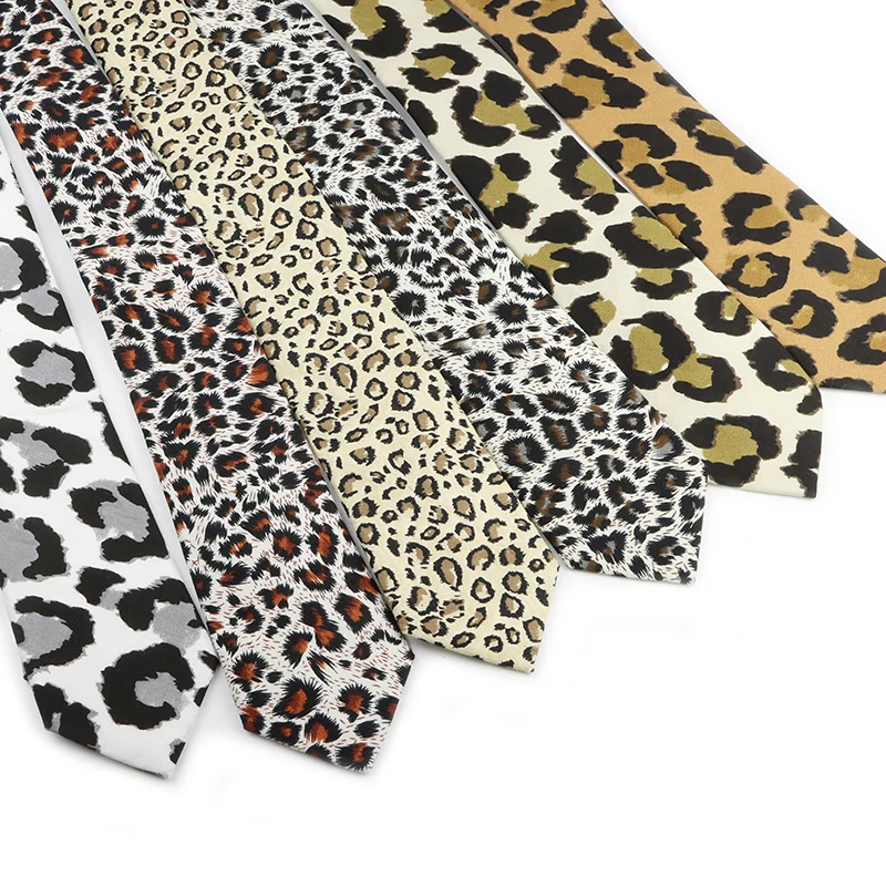 Cotton Printed Leopard Print Neutral Tie Casual Business Men and Women's Tie Fashionable Suit Shirt Decorative Tie